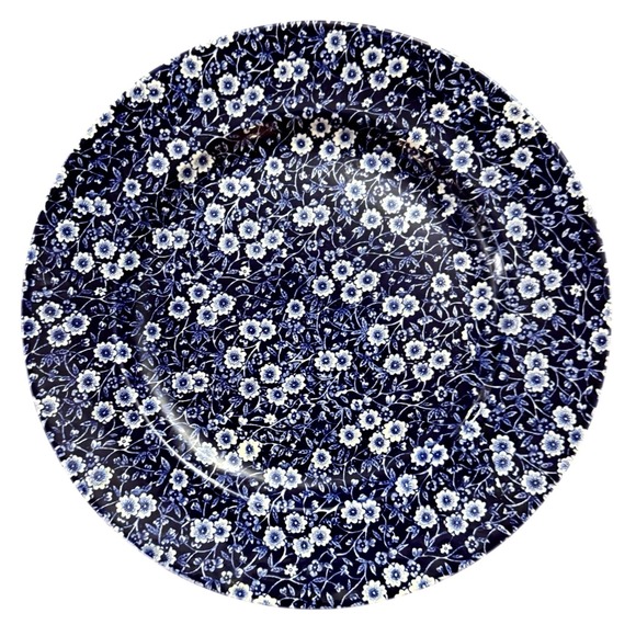 Burleigh Calico Blue & White Floral Plate Staffordshire England Stoneware 13.5